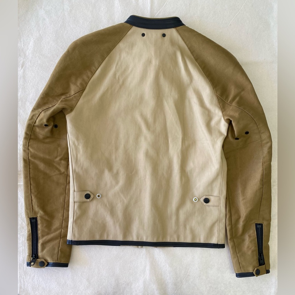 Coach Outlet Tan Black Trim Moto Style Utility Zip Front Jacket Luxury Casual XS - Picture 2 of 13